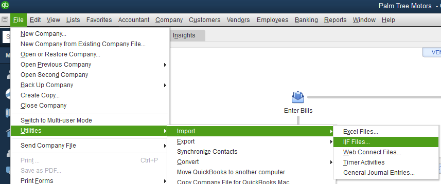 Import the QuickBooks Chart of Accounts and Item List